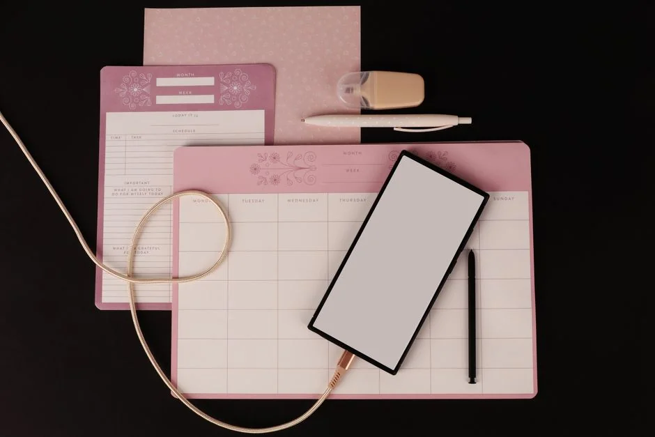 A bright desk setup featuring a design book, laptop, and creative tools, ideal for inspiration.